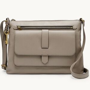 FOSSIL | Elegant Taupe Leather Crossbody Bag